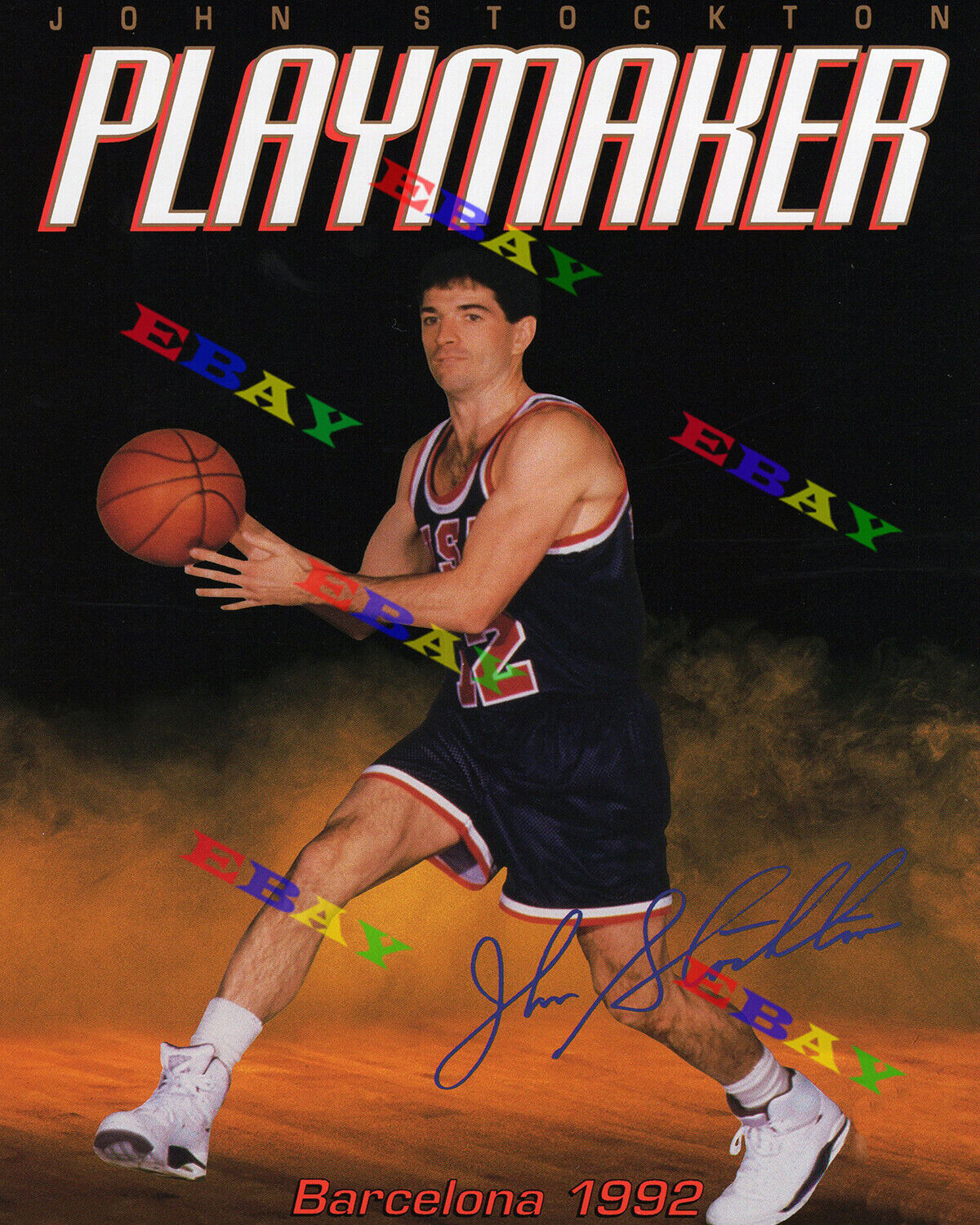 John Stockton Playmaker Olympics 8x10 Signed Photo Poster painting Reprint