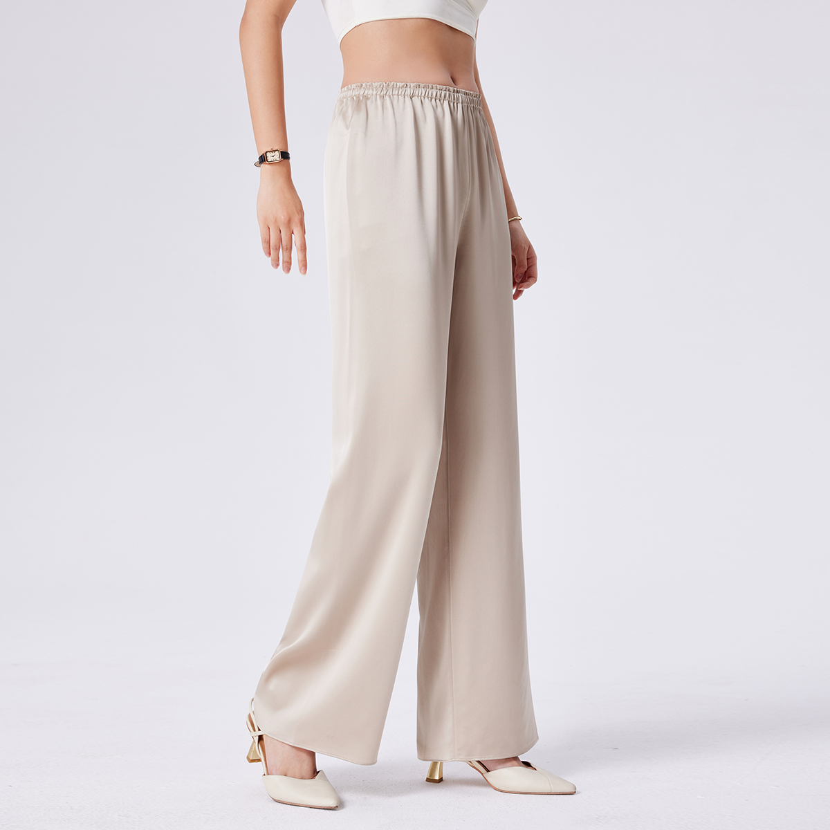 Travel Silk Wide Leg Pants with Pull-On for Women REAL SILK LIFE