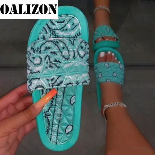 Bandana Slides Women Cool Graffiti Slippers Women Home Women's Summer Sandals Red Blue Black Tie Dye Footwear Wholesale