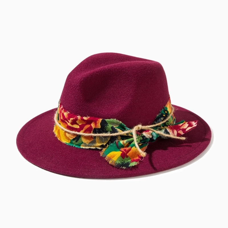 Unisex Casual Elegant Solid Color Flat Eaves Fedora Hat