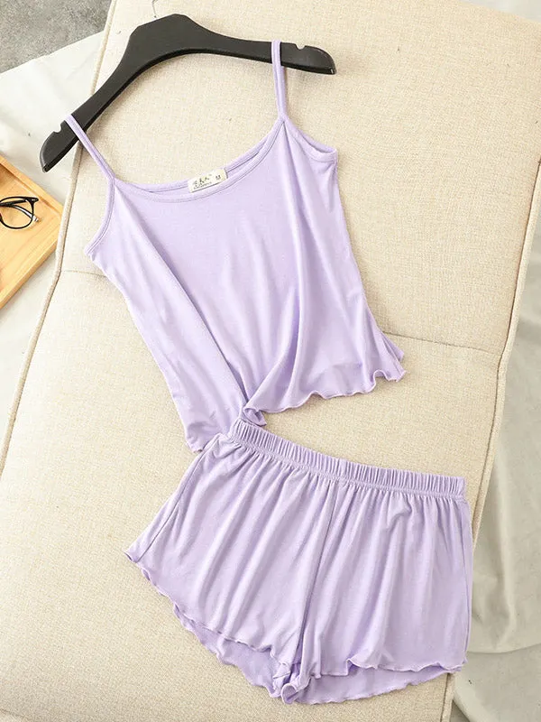 9 Colors Modal Vest&Shorts Loose Two-Piece Sexy Pajamas