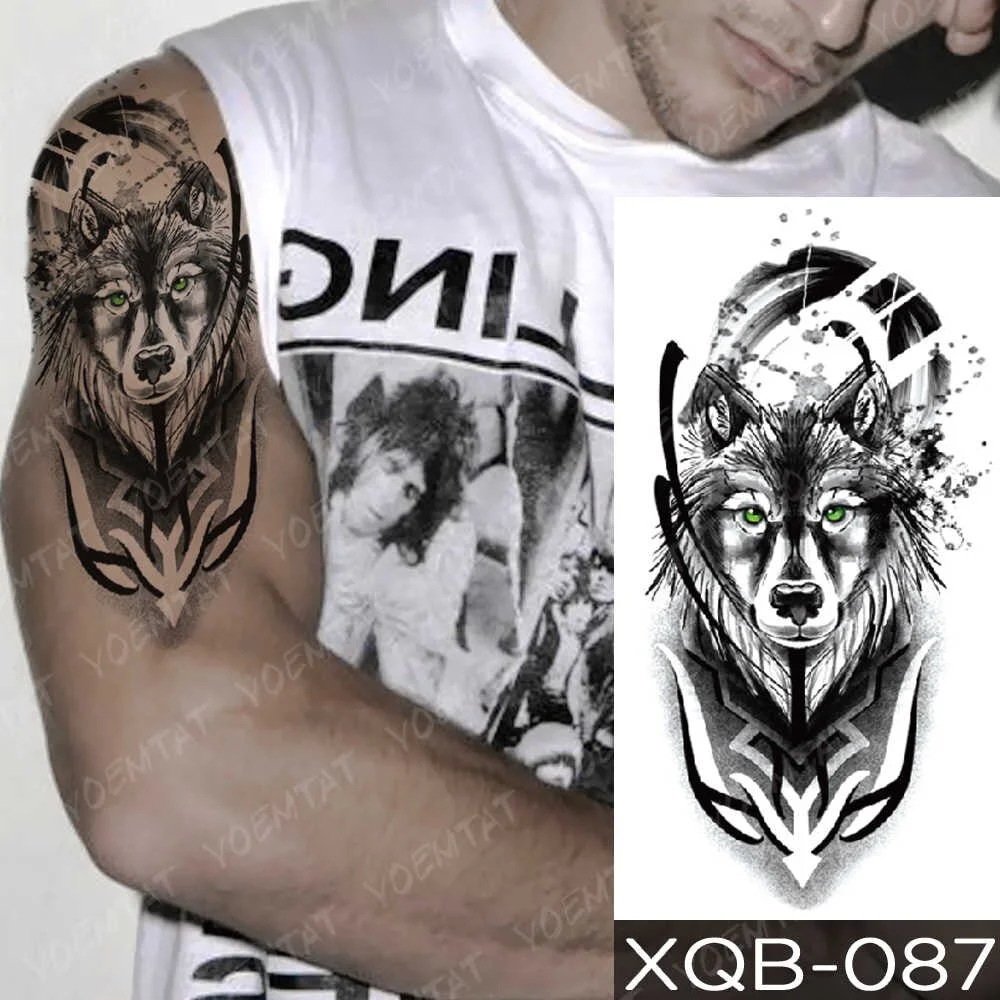 Waterproof Temporary Tattoo Sticker Totem Leopard Flash Tattoos Dragon Tiger Wolf Lion Body Art Arm Fake Tatoo Women Men