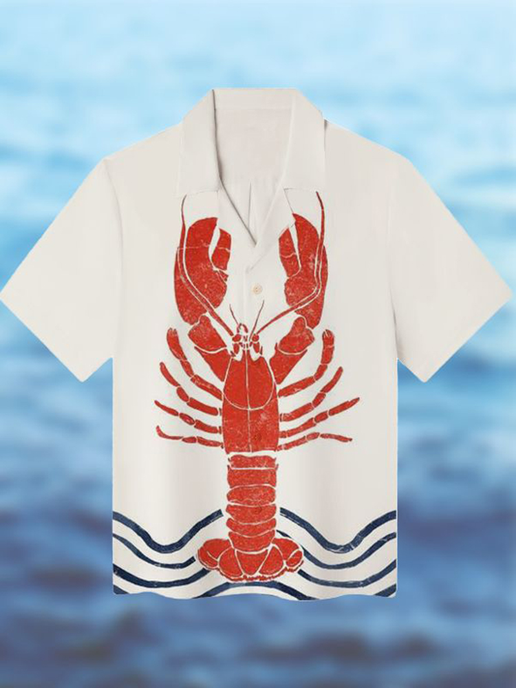Comstylish Men's Lobster Art Print Shirt