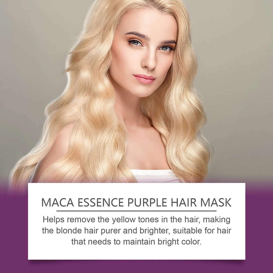 maca power Purple Hair Mask Professional Neutralizes Brass & Yellow Tones For Blonde Silver Gray Highlighted Hair