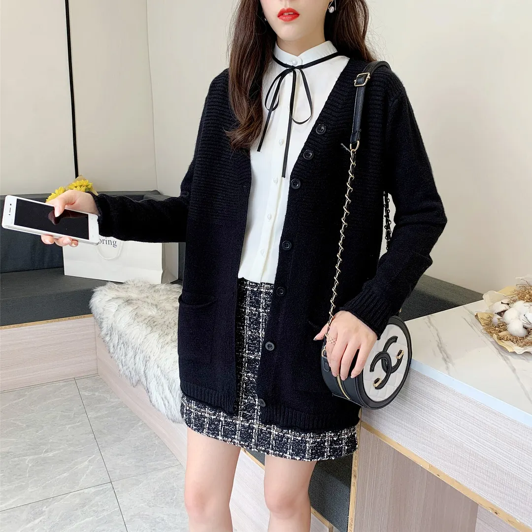 Fashion Knitted Cardigan Women Coat Solid 2020 Spring Autumn Fashion V Neck Long Sleeve Korean Style Sweater Coat Tops Ladies