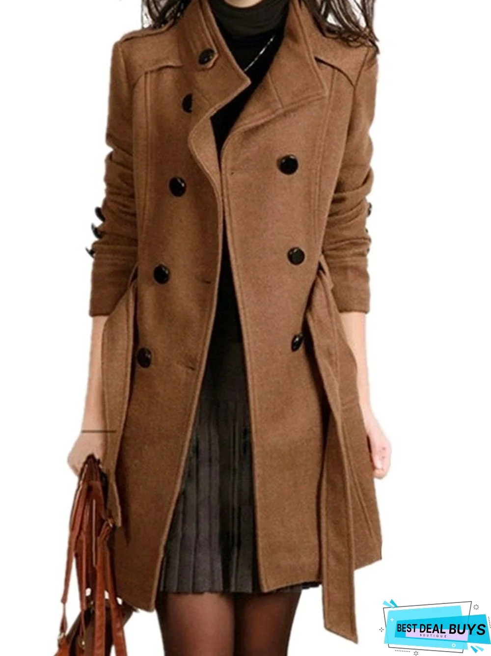 Elegant Stand Collar Long Sleeve Outerwear