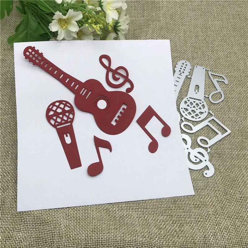 5Pcs Music set background tag Metal Cutting Dies Stencils Die Cut for DIY Scrapbooking Album Paper Card  Craft
