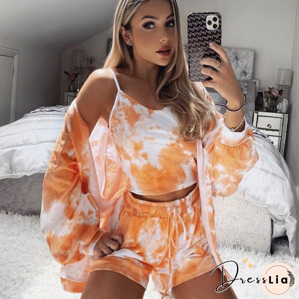 Autumn Casual Shorts Set Women New Sling Loose Coat Fashion Three-Piece Set Tracksuit Hoodies 3 Piece Outfits For Women