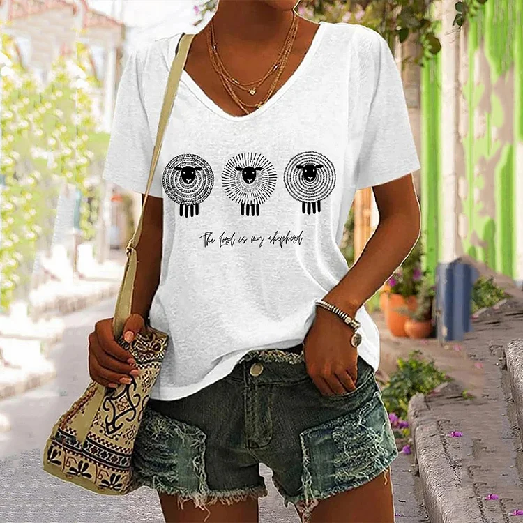 Women's The Lord is my Shepherd V-Neck T-Shirt