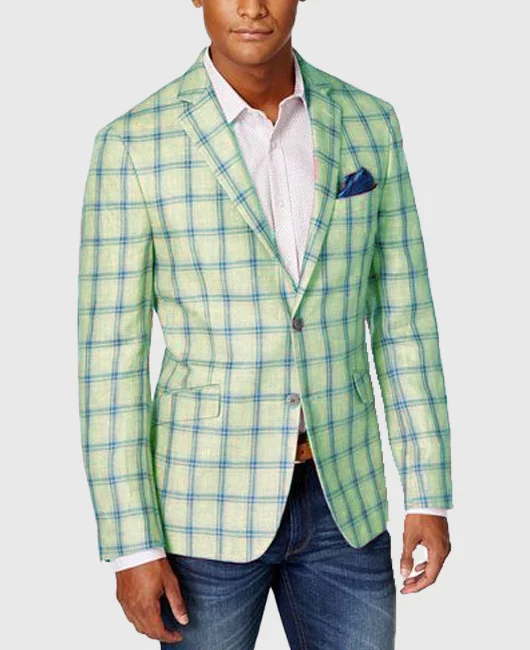 Checked Blazer with Notched Lapel