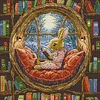 Bunny In Library-14CT Stamped Cross Stitch 36*36cm/14.17*14.17in tapestrymarket