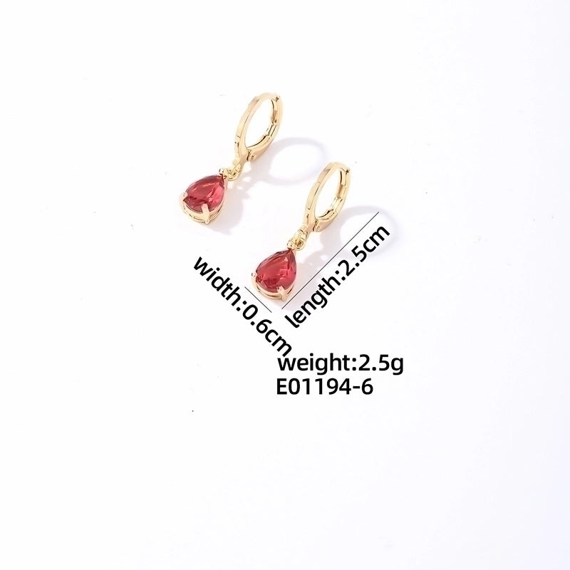 1 Pair Casual Vintage Style Minimalist Water Droplets Plating Inlay Stainless Steel Zircon White Gold Plated Gold Plated Drop Earrings