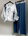 Women's Floral Print Cotton And Linen Casual Twopiece Set