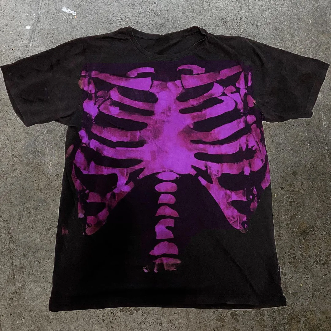  Personality printed bone T-shirt men