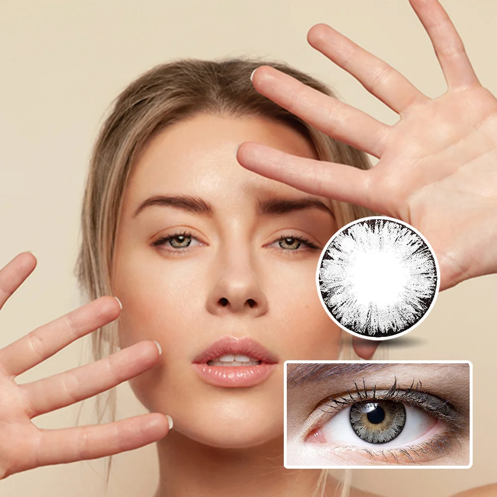 NEBULALENS Ice Grey Yearly Prescription Colored Contact Lenses NEBULALENS