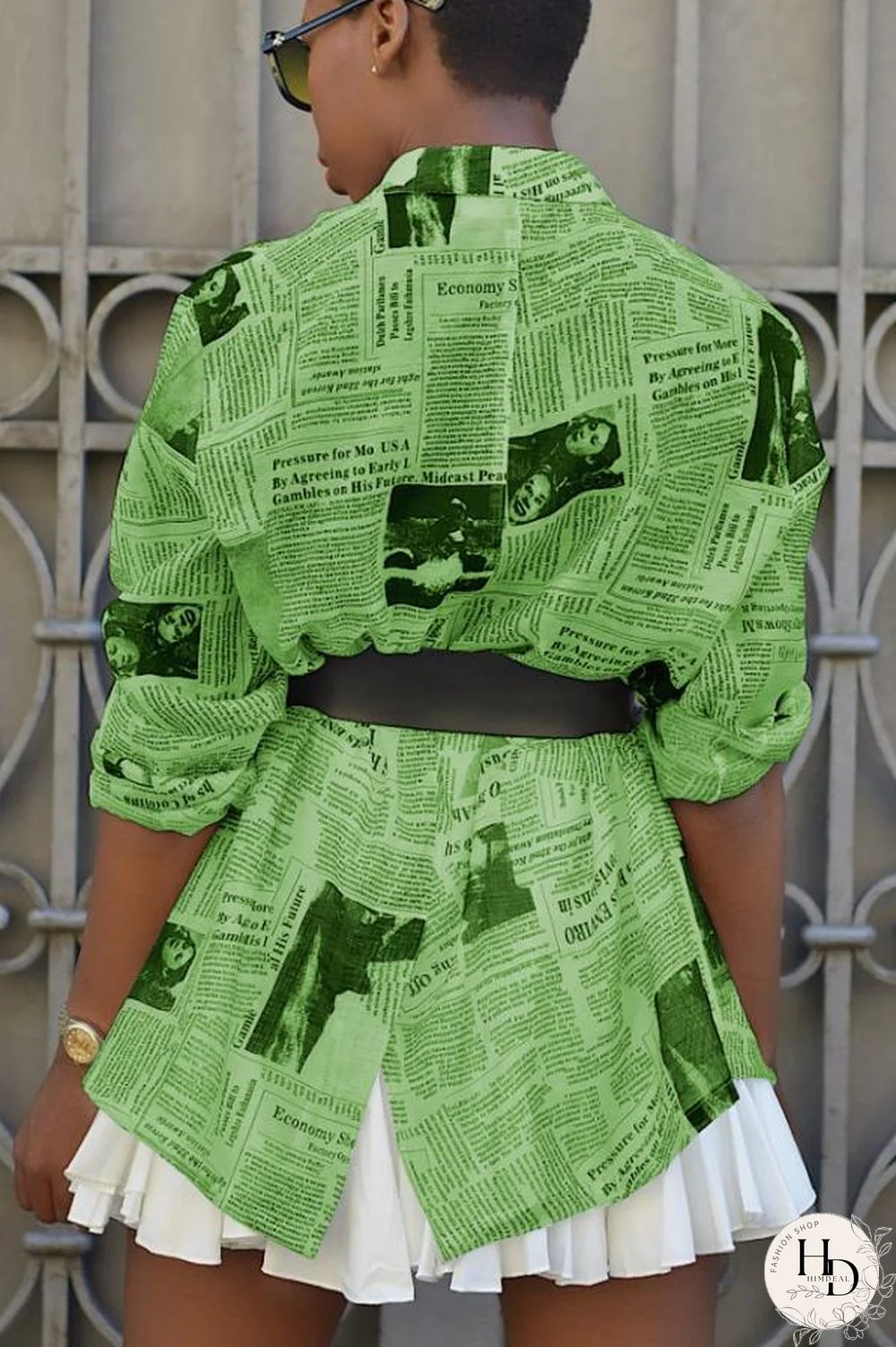 White cardigan Long Sleeve Solid Print Newspaper Blouses & Shirts