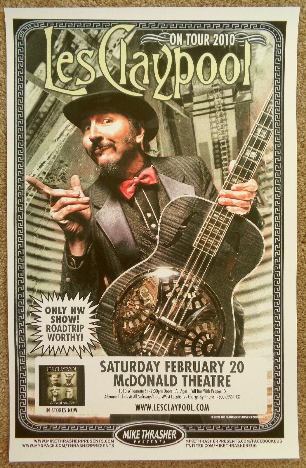 LES CLAYPOOL 2010 Gig POSTER Eugene Oregon Concert