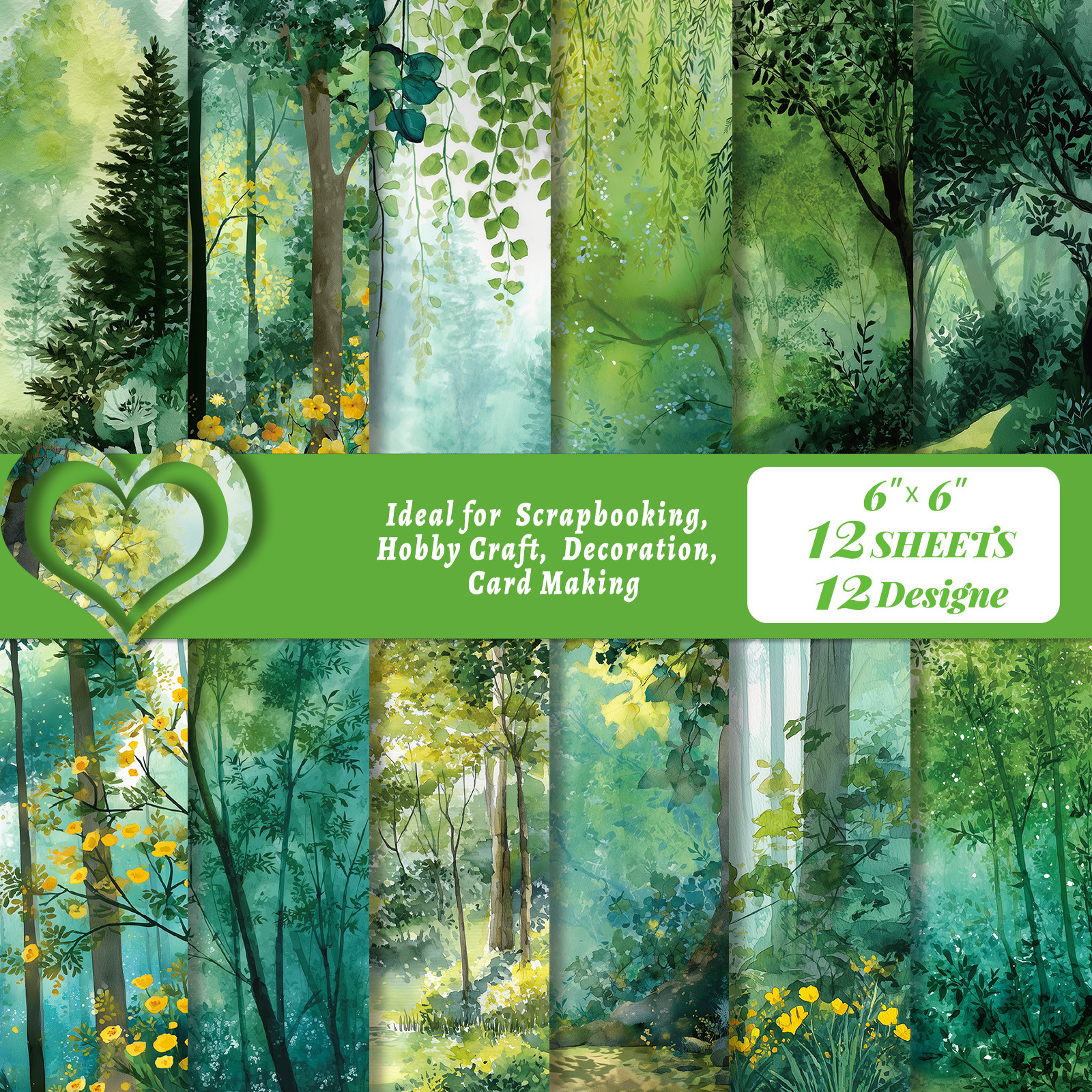 재질: 종이 - 12매/권 빈티지 나무 꽃