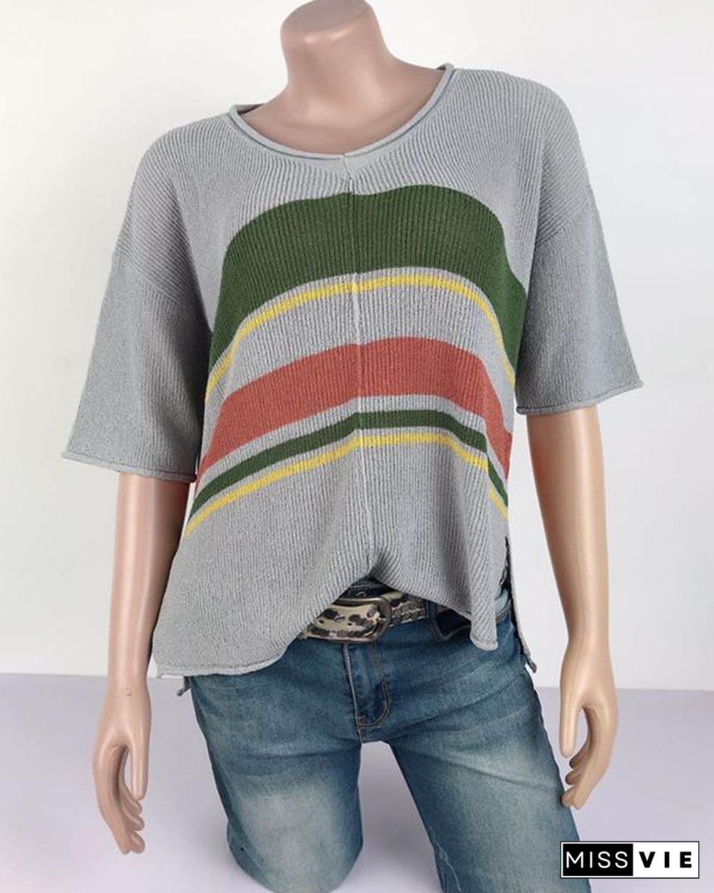 Flodress Striped Knitting Flimsy Top