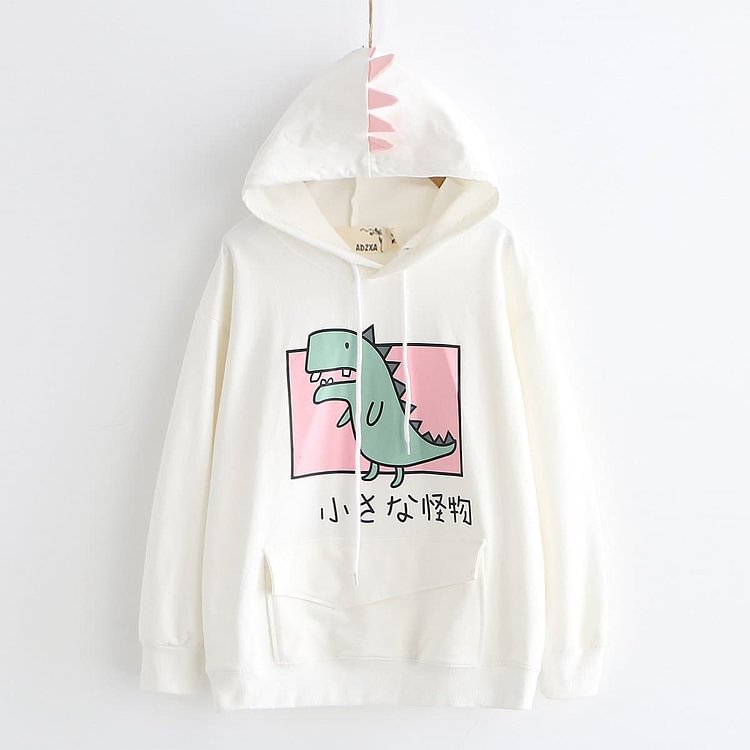 Black/White/Pink Kawaii Dinosaur Hoodie Jumper SP14105