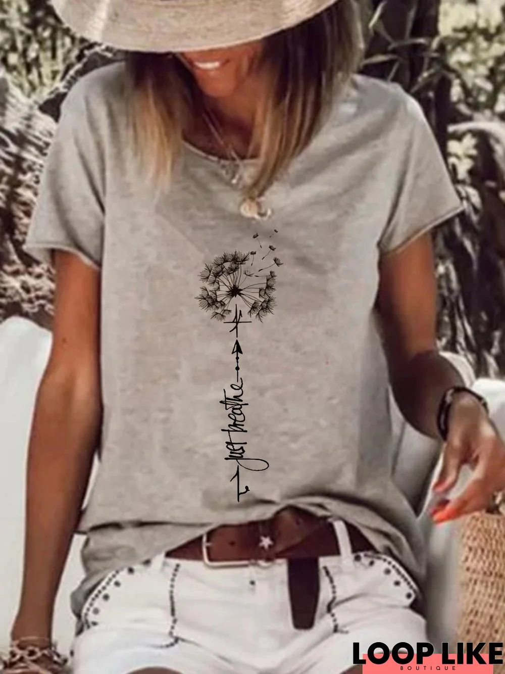 Women's Gift Casual Weekend Painting T shirt Tee Casual Dandelion Short Sleeve Round Neck Printed Top T-shirt