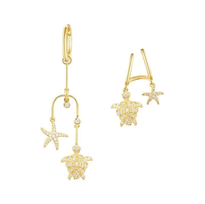 Fashion Turtle Starfish Dangle Earrings
