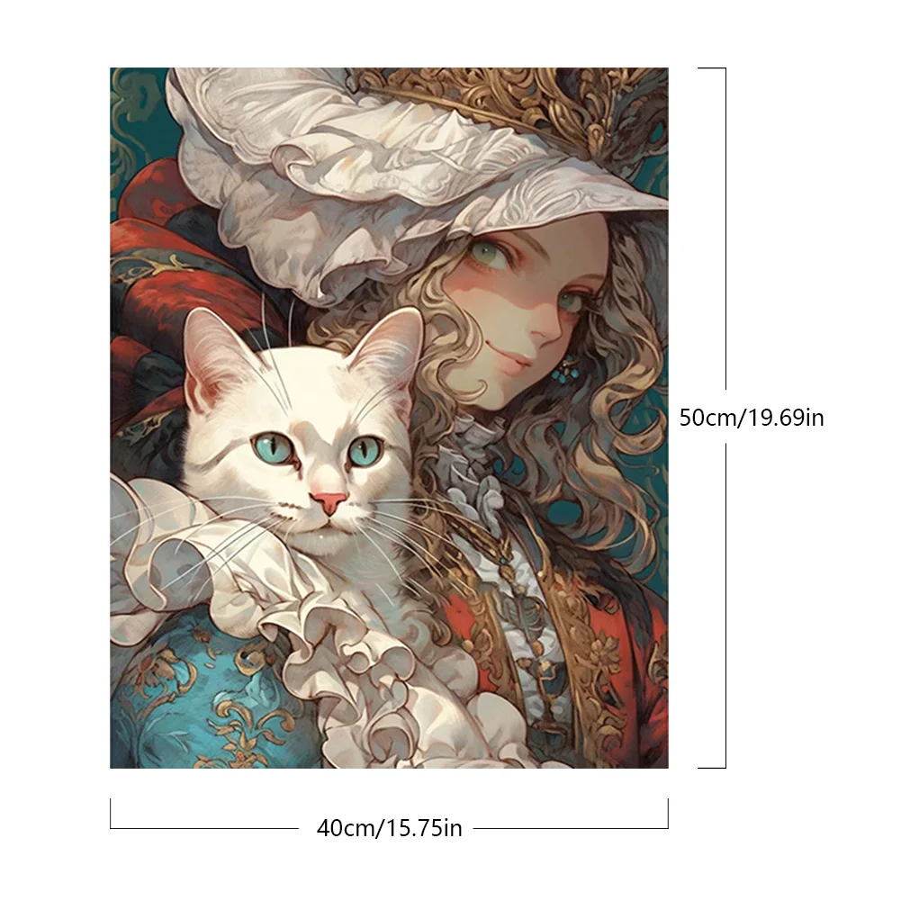 DIY Paint By Number 40*50cm - Noble Girl Holding A Cat