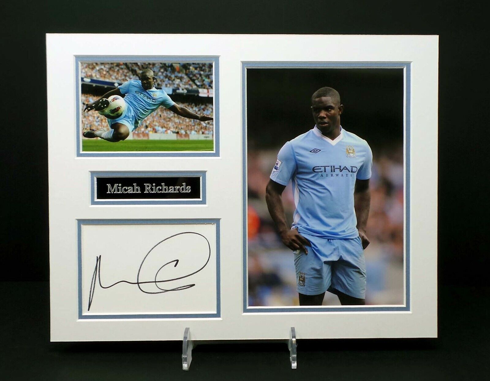 Micah RICHARDS Signed Manchester City Mounted Photo Poster painting Display AFTAL RD COA