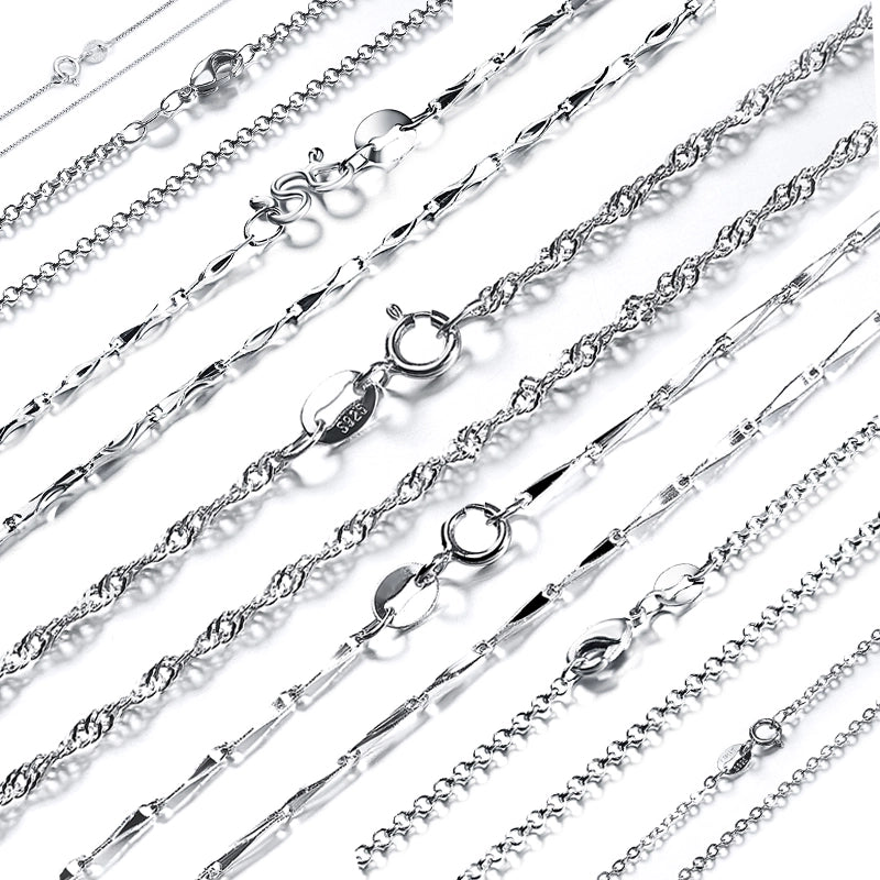 BSC-2 High Quality Cadena De Plata 925 Sterling Silver Chains Jewelry Making Thin Necklace Silver Chain For Women