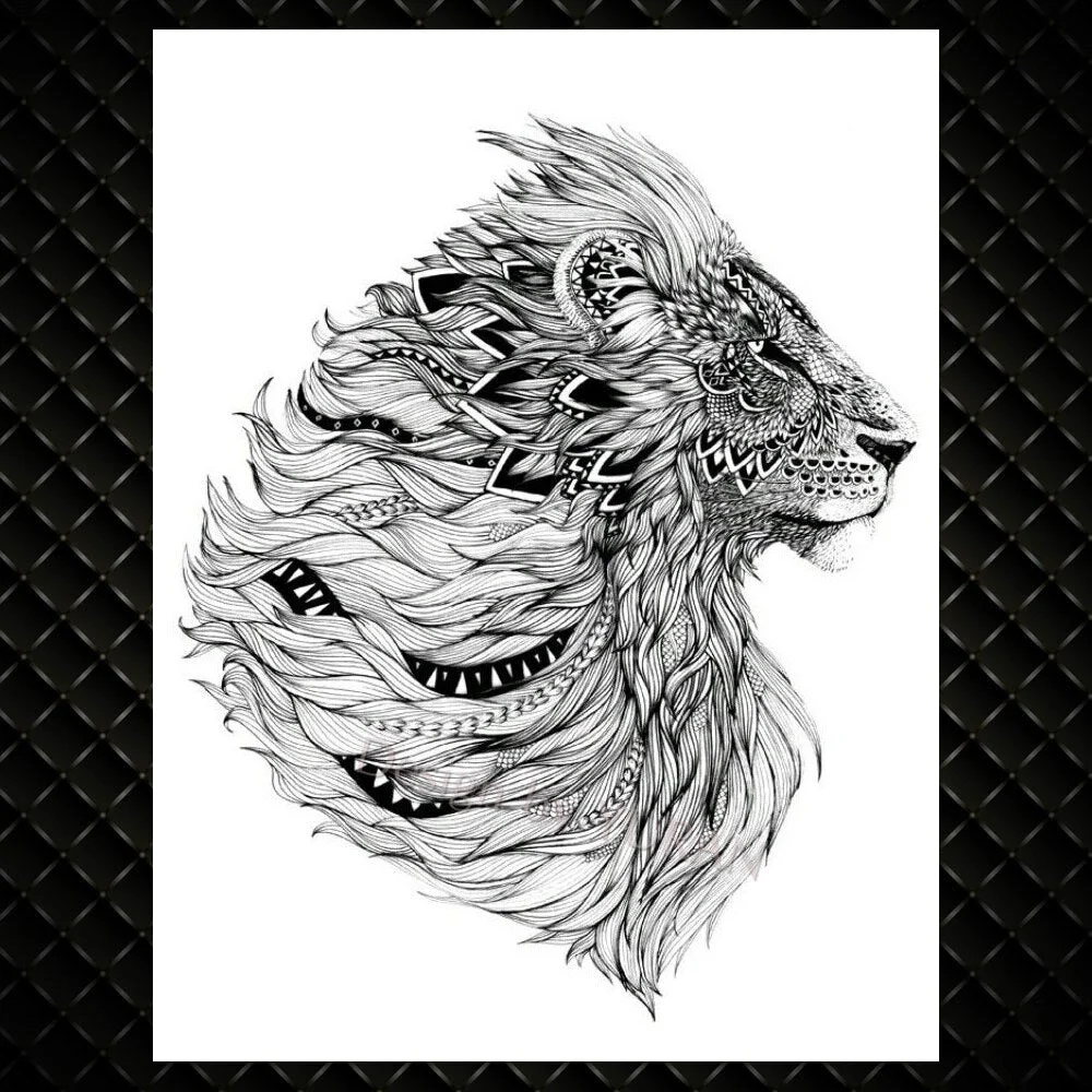 Realistic Fake Tiger Temporary Tattoos Paper For Men Women Arm Back Tatoos Waterproof Body Art Large Beast Tattoo Sticker Decals
