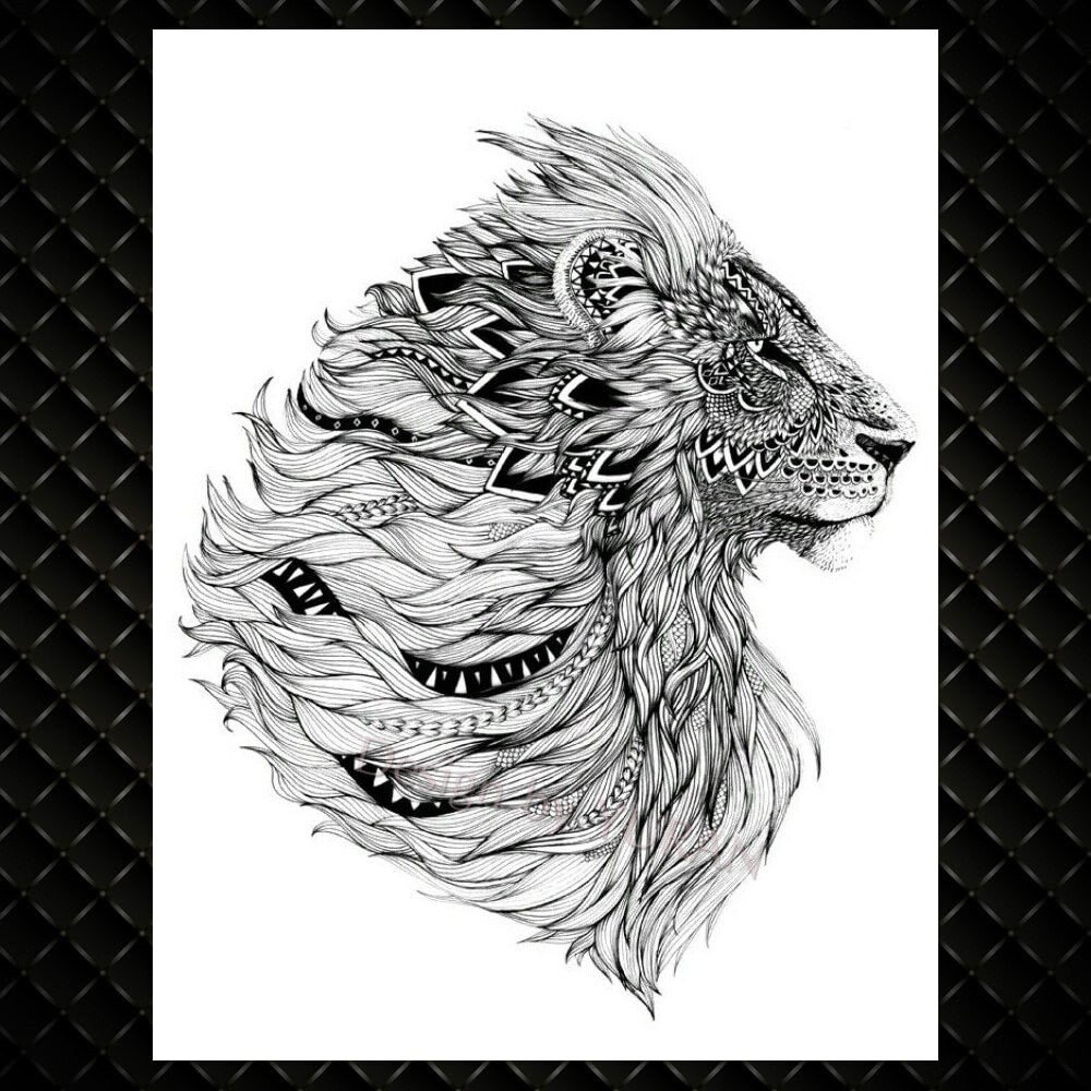 Realistic Fake Tiger Temporary Tattoos Paper For Men Women Arm Back Tatoos Waterproof Body Art Large Beast Tattoo Sticker Decals