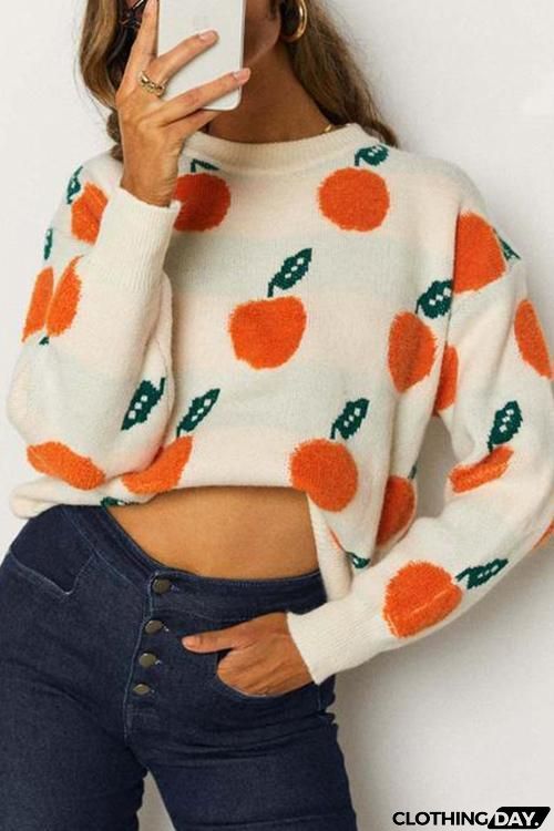 Orange O Neck Jumper Sweater