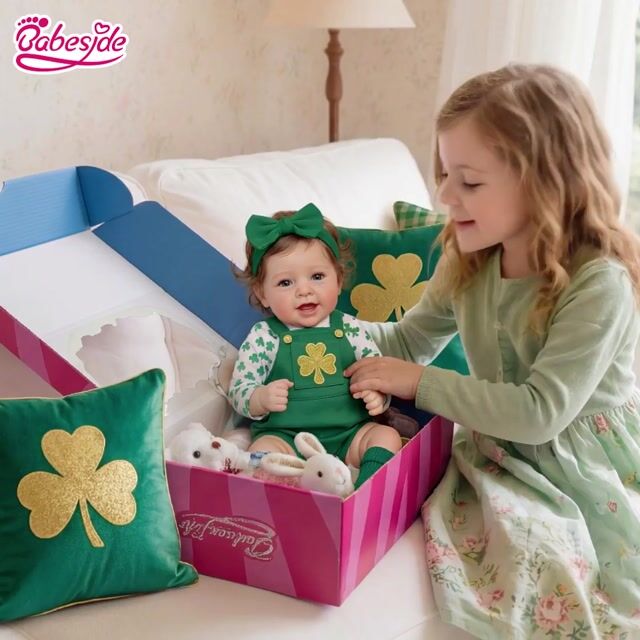 Babeside Vead 20" Smiling Spring Baby &ndash; Fresh Green & Shamrock Kisses