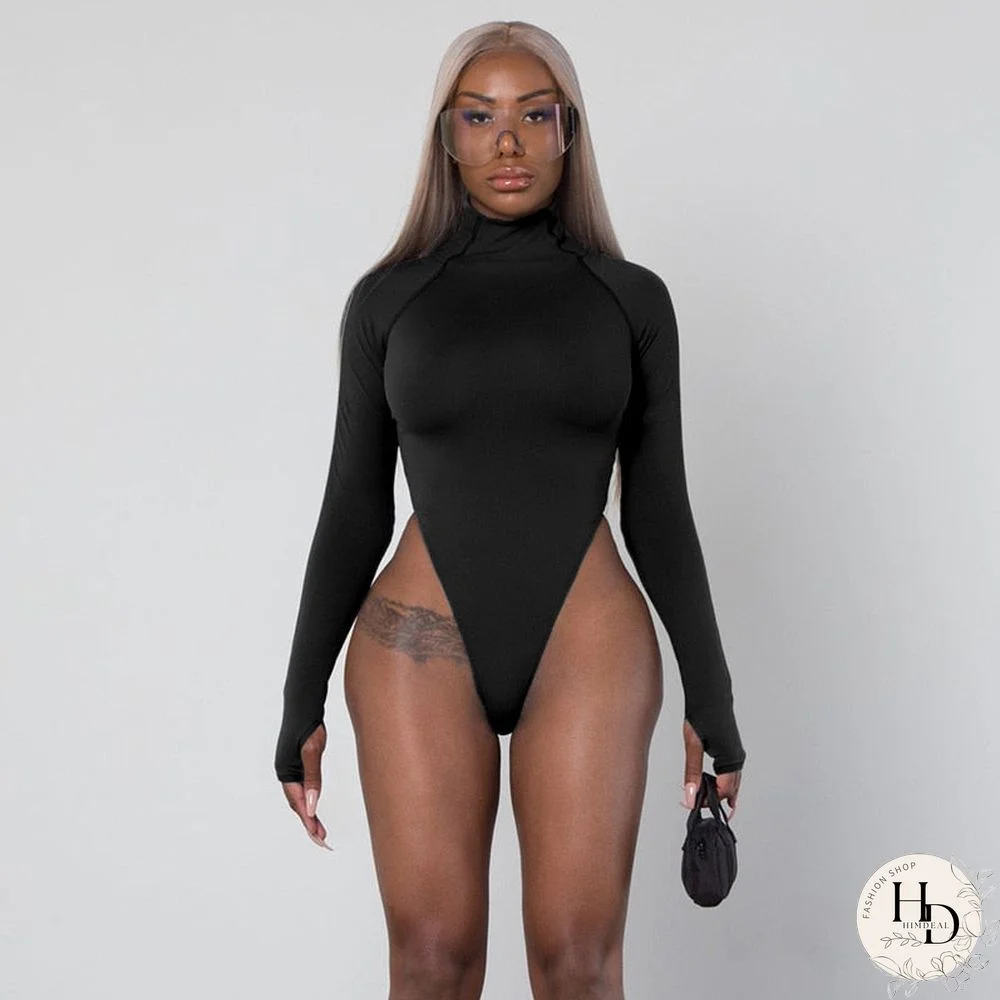 long sleeve high neck neon bodycon sexy Christmas bodysuit autumn winter women fashion casual slim fit body