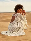 Hollow Tasseled Long Sleeves Maxi Dress
