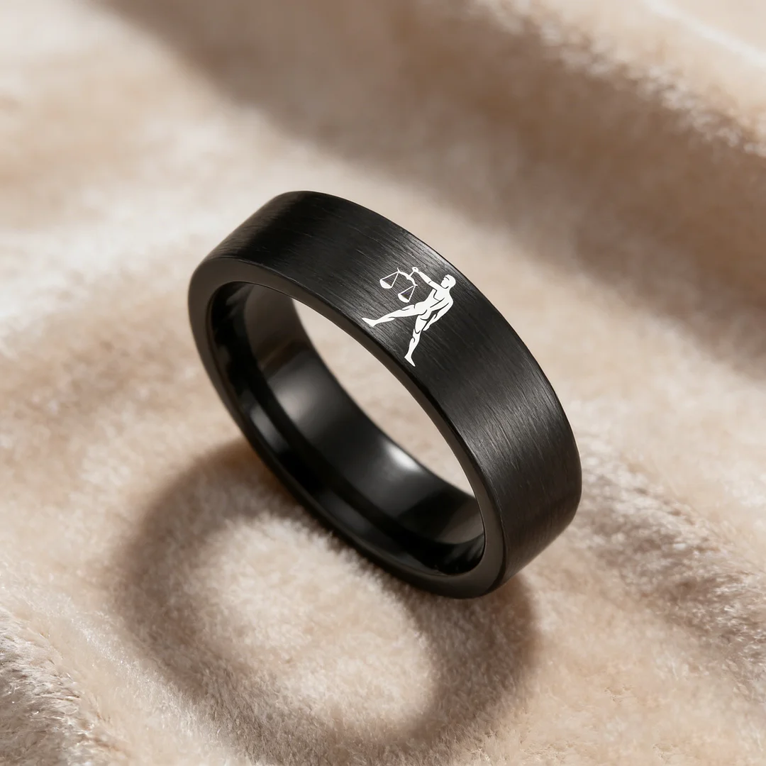 Men Women Black Libra Tungsten Carbide Rings Couple Wedding Bands Flat Top Comfort Fit 4MM 6MM 8MM Width