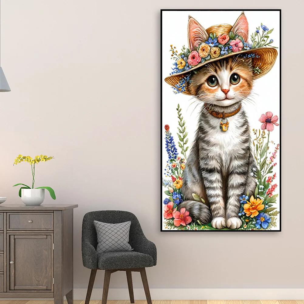 Diamond Painting - Full Round Drill - Flower Cat(Canvas|30*50cm)