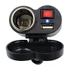 Motorcycle Handlebar USB Charger with Switch Waterproof Cigarette Lighter Socket