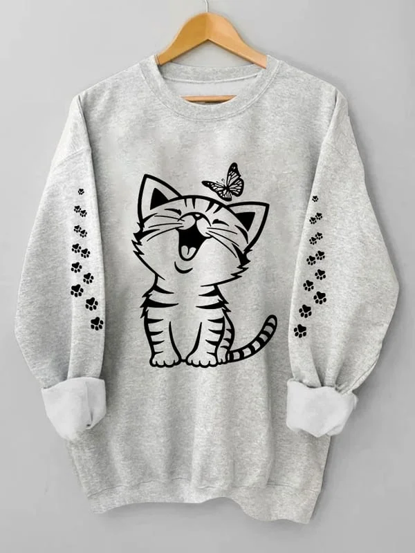 Women's Cute Cat Print Cat Lovers Casual Sweatshirt