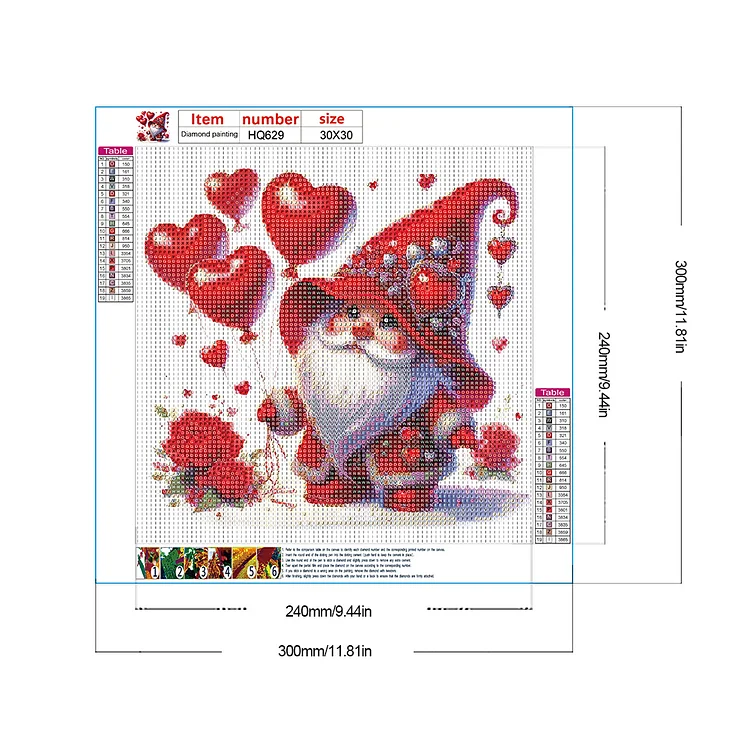 Diamond Painting - Full Round - Valentines Day Gnome(30*30cm)-1117916.06