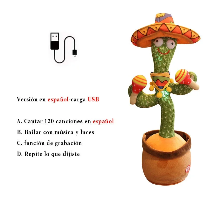 Dancer Cactus For Kids And Talking Captus Dancer Toy Smart Dancing Cactus Plush Toy Singing Dancing Cactus Russian Repeat
