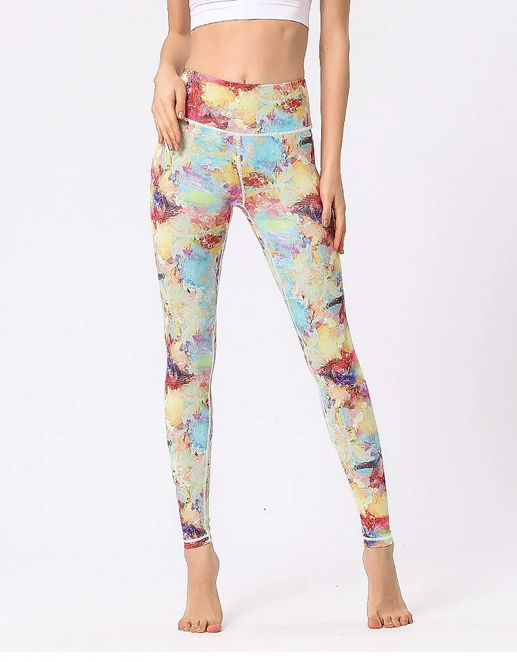Women's High Waist Floral Printed Yoga Leggings