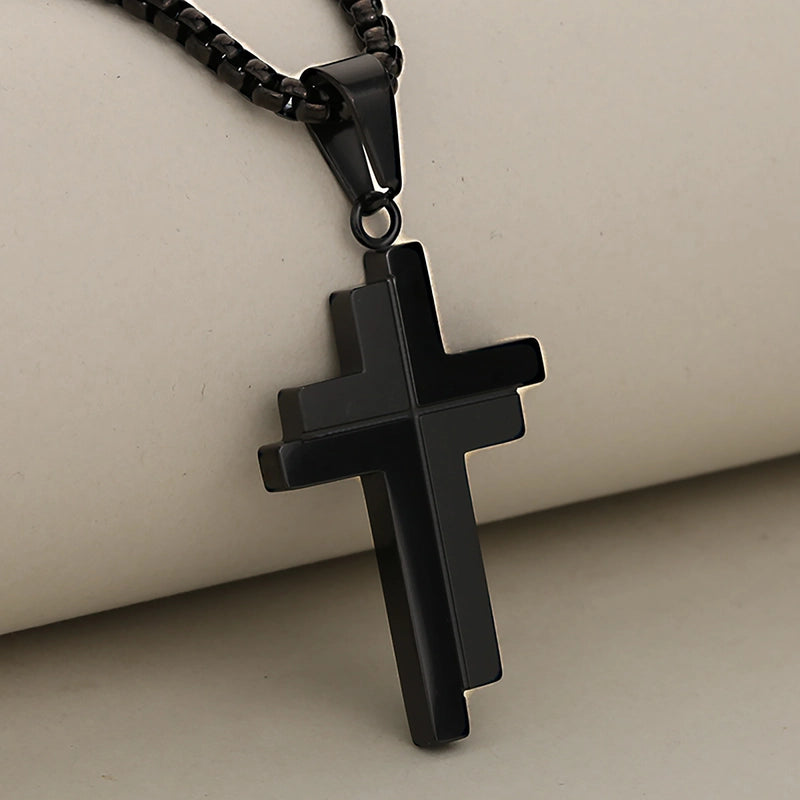 Minimalist Cross 304 Stainless Steel Mixed Metal Plating Unisex Men Pendant Necklaces