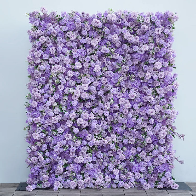 A7820 Purple Rose Wedding Backdrop Decor Roll Up Cloth Curtain Flower Wall
