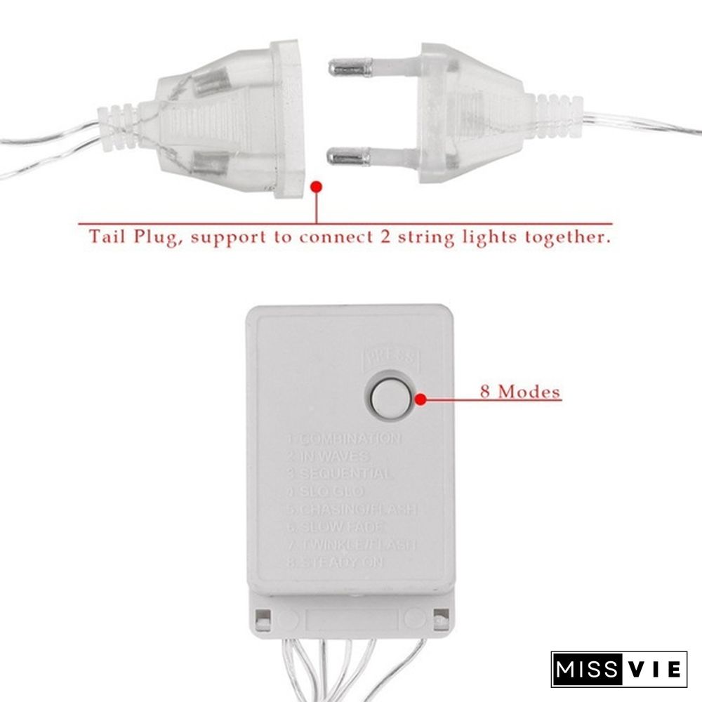 5M Christmas LED Curtain Icicle String Light Droop 0.4-0.6m Party Garden Stage Outdoor Waterproof Decorative Fairy Light