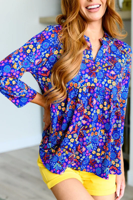 Royal Retro Floral Top