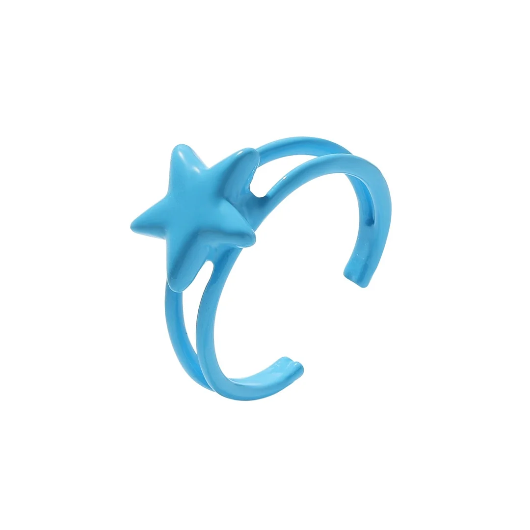 Dvacaman 2021 New INS Trendy Colorful Dripping oil Geometric Rings Candy Color Hand Painted Irregular Open Rings Female Jewelry