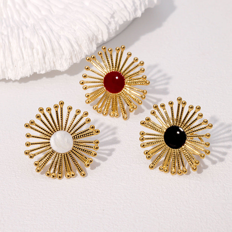 Retro French Fashion Personality Niche Vintage All-Match Geometric Gold-Plated Stainless Steel Open Ring