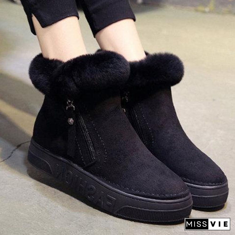 Women Snow Zipper Booties Casual Shoes