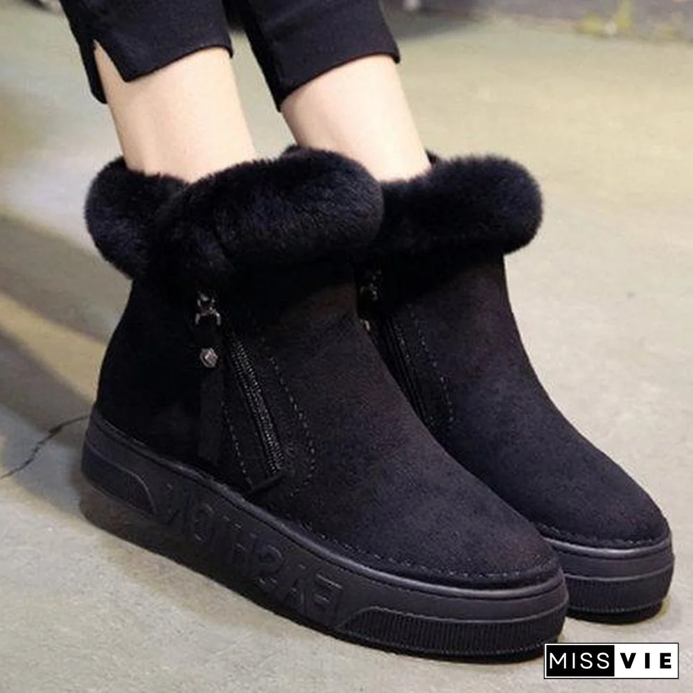 Women Snow Zipper Booties Casual Shoes